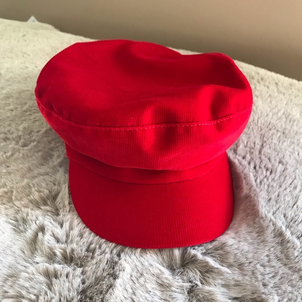 Zara Nautical Cap Red Corduroy Women’s